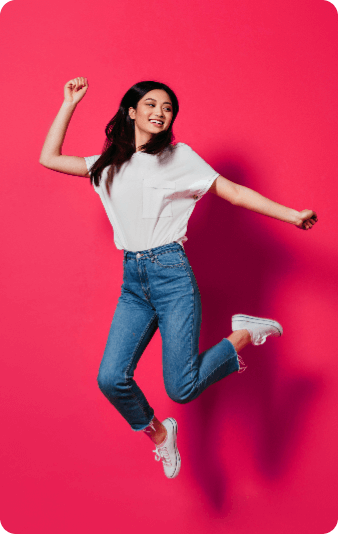 woman jumping of joy